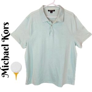 Michael Kors Mens 100% Cotton Pull Over Top Sz XL Mint Green **Missing Button**